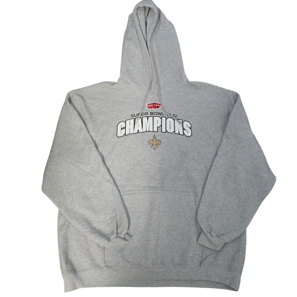 Reebok Retro New Orleans Saints Super Bowl XLIV Champions Hoodie Gray XL '10 Men